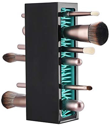 JAMEND CLXP Makeup Brushes Holder Organizer, Silicone Vanity Air Drying Rack Display Storage for Brush, Eyeliners and More, Practical Cosmetic Tools Container (Blue-Black)
