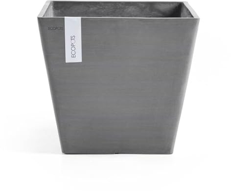 Ashortwalk ECOPOTS Rotterdam plant pot made from recycled plastic (Width 40cm x Length 40cm x Height 35cm) (Grey)