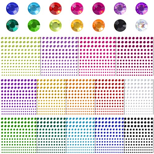 Diboniur 14 Fogli Brillantini Adesivi di Gemme per Viso, 2310 Pezzi Glitter Make Up Strass Autoadesivi Occhi Corpo, per Festival e Decorazioni Nail Art