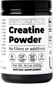 Santa Cruz Paleo, Creatine Monohydrate Powder Micronized, Unflavored Pre Workout and Muscle Support Supplement, Gluten Free Keto, Mix with Water or Shakes, No Fillers or Additives, 80 Servings, 400g