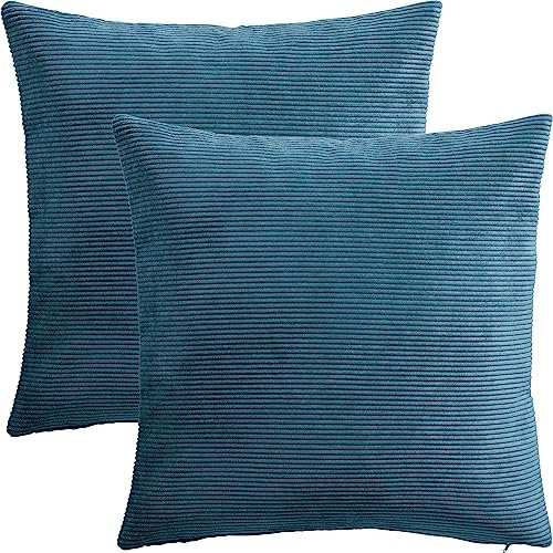 Erwin Müller Kissenhülle Glasgow 2er-Pack Cord Petrol Größe 40x40 cm