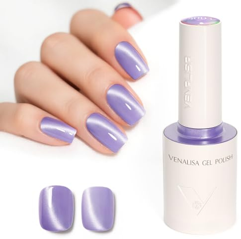 Venalisa Gel Nail Polish Light Purple Cat Eye 10ml Stylish Round Bottle with Top Label Showing Color and Number UV Gel Polish for Stunning Nail Art Design 5003