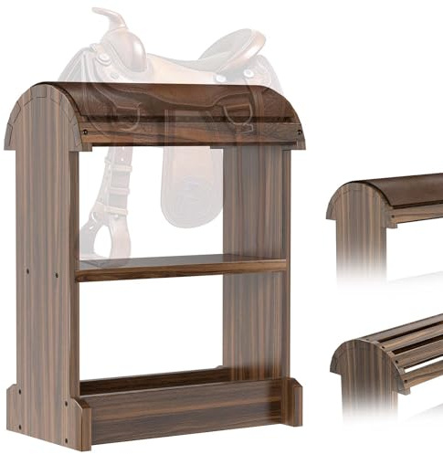 Novona Extra-Large Wood Saddle Rack, Ideal Saddle Stand for Horse Tack Organizers & Western Saddles Sstand, Stores & displays Your Trophy Saddles (Chocolate Brown)