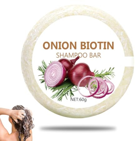 QOCUILC Shampoing Oignon et Biotine, Shampoing Solide Oignon et Romarin, Nettoyage en Profondeur et Hydratation, Utilisation sous la douche à la maison et en déplacement (1 unité)