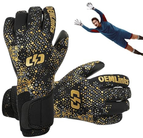 Jlobnyiun Gants De Football pour Gardien De But | Respirant, Anti-Dérapant, Épais, Élastique Et Confortable,Protection des Doigts Gants de Football - pour, Garçons, Filles, Adultes, Adolescents,