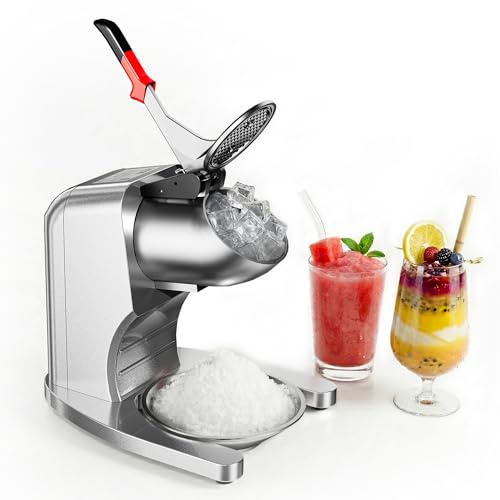 Garvee Picadora Hielo Eléctrica 300W, 4 Cuchillas INOX, 100kg/h, Plateado