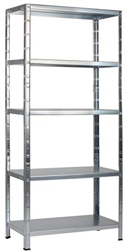 Schulte Regalwelt Steckregal mit 5 PowerMAX Fachböden, 85 kg Tragkraft, 200x120x50 cm (HxBxT), verzinkt (Lagerregal, Werkstattregal, Kellerregal, Garagenregal, Metallregal