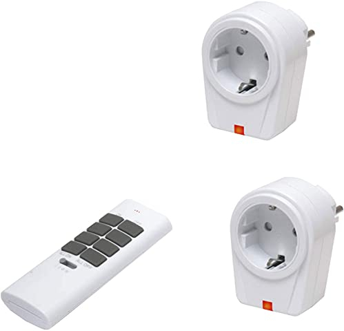 solidbasic – Funk interruttore prese set: 2 X PRESE Radio + 1 X telecomando | 4 canali Plug & Play Radio di commutazione Set – Bianco
