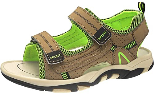 HSNA barnsandaler peep-tå bekväma strandskor pojkar sport utomhus sommarskor storlek 25–38, BRUN, 28 EU