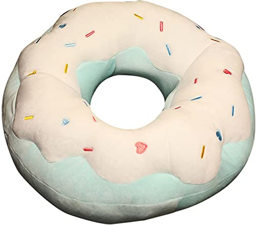 ChezMax Round Donut Pillow 16 Inch, Soft Decorative Print Doughnut Shaped Seat Pad Cushion, Comfortable Plush Funny Cute Food Stuffed Throw Pillow for Adult Couch Floor Chair Sofa Office