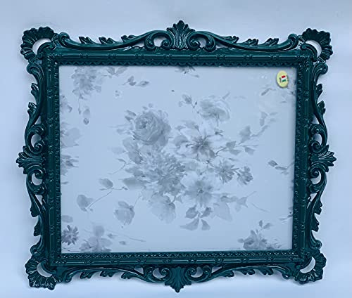 Extra tillverkad hängande ram lackerad bildram barock mossa grön med glas 43 x 37 cm ram fotoram 31 cm x 25 cm antik stil barockram prunram dekorativ ram C532 Mossa grön bildram
