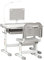 HOMCOM Bureau Enfant avec Chaise - Ensemble Bureau et Chaise réglable - Lampe, Support de Lecture, Tablette coulissante Multi-Rangement - Gris Blanc, Travailler, 70x50x105cm, Moderne
