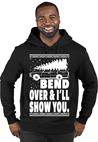 Wild Bobby Family Vacation Where Do You Think You're Gonna Put A Tree That Big Ugly Christmas Sweater Crewneck Sweatshirt, Black Hoodie Bend Over, XXL