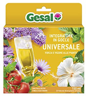 GESAL Nutrimento in Gocce Universale, Per Piante Verdi e Fiorite, in Casa e in Balcone, Pronto all’uso, 150 ml (5 Fiale da 30 ml)
