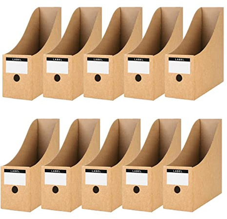 CYH Set di 10 portariviste in carta kraft, formato A4, porta riviste in cartone con adesivo – Range Revue Desktop File Box – per riporre raccoglitori per ufficio, scuola CYH192-1