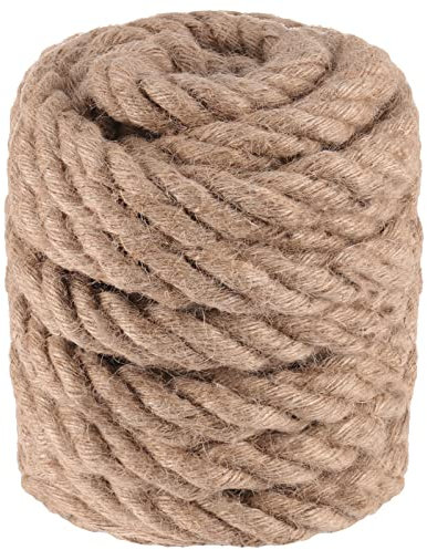 MUKCHAP 5 M x 26 MM Jute Rope, 4 Strands Twisted Rope, Thick Brown Natural Jute Twine Cord for Crafts, Gardening, Bundling