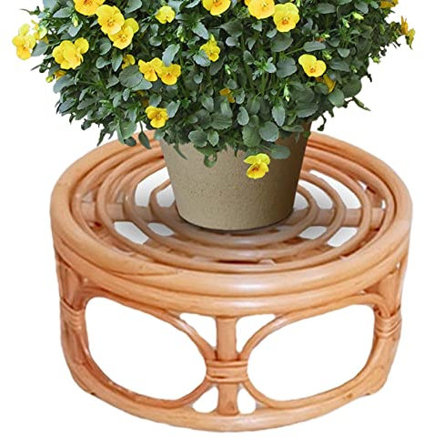 Qihuyi Supporto per Piante Corto,Supporto per Alzata per Fiori nordici - Scaffale in Rattan Scaffale per vasi da Ristorante Rotondo Balcone Scaffale per Piante grasse per Interni Scaffale Verde