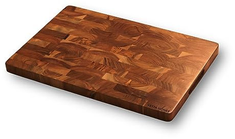 Vesta Homes Wooden End Grain Cutting Board/Chopping, Serving Board/Block for Vegetables, Fruits, Cheese and Charcuterie | Natural Acacia Wood | 18 * 12 Inches | Handcrafted in India