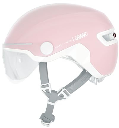 Casco Urbano HUD-Y Ace de ABUS: Elegante Casco de Bicicleta con Visera y luz Trasera LED Recargable magnética, para Hombre y Mujer, Rosa Puro, Talla S.