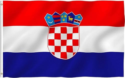 5x3ft Double Sided Croatia National Flag Banner with Two Brass Grommets, Flags Banner, Large Croatia Flags for Parade, Patriotic Activities, Garden Home Decoration
