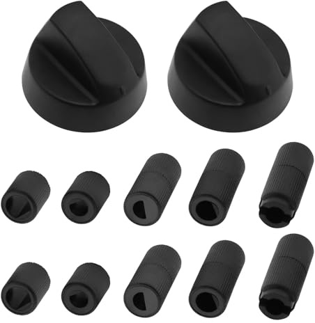 LT Easiyl 2 juegos de botones de control universales de plástico, conmutador multicocina, repuesto para freidora de aire caliente, minihorno, barbacoa, con adaptador, interruptor de botón, color negro