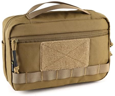 Taktischer Kulturbeutel für Herren, Hygienetasche, EDC Militärwerkzeug, Molle Beutel, Camping Kulturtaschen, Kosmetiktasche Doppelter Reißverschlussöffnung, Make-up Taschen & Etuis(Brown)