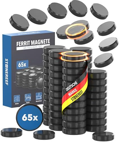 Magnet Set Schwarz [65 Stück - extra Stark] hitze- und korrosionsbeständige Flexible Magnete 17,6 mm x 4,9 mm - langlebig für Innen- und Außenbereich - ideal für Haushalt, Schule, Büro und Werkstatt