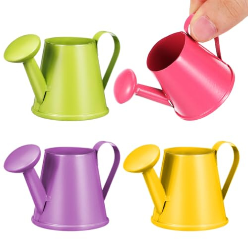 Toddmomy 4-Pack Kids Metal Mini Watering Can, Durable Toy for Garden Plants | Small Watering Cans for Children Indoor Plants, Toddler Outdoor Sandbox Play Set