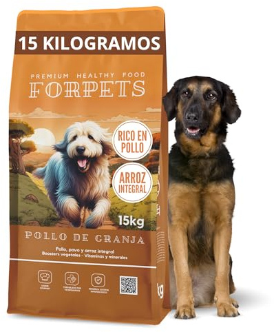 Pienso para Perros Adultos con Pollo y Pavo 15 kg | Digestión Sensible con Arroz Integral y Prebióticos | Sin Gluten, Alto en Proteína | Razas Medianas y Grandes | FORPETS