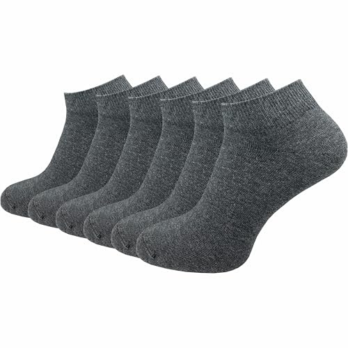 GAWILO Calzini da ginnastica da uomo in 100% puro cotone (6 paia | 10 paia) | piedi corti e sottili | senza cuciture pressanti sulle dita dei piedi, Grigio | 6 paia, 39-42