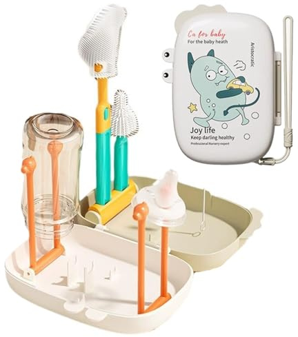 Set di spazzole per la pulizia del biberon per bambini, set di spazzole per biberon | Bottiglia in silicone e set di spazzole per la pulizia del flusso | portatili per bambini