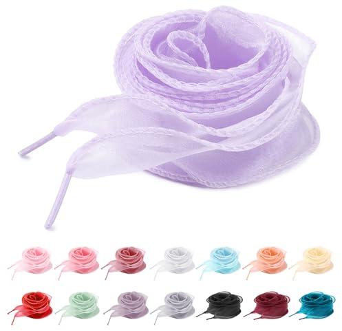 UamGlsob Cordones de Chiffon Velo Satinado Translúcido de 4 cm - Delicadas Cintas de Gasa para zapatillas de Mujer