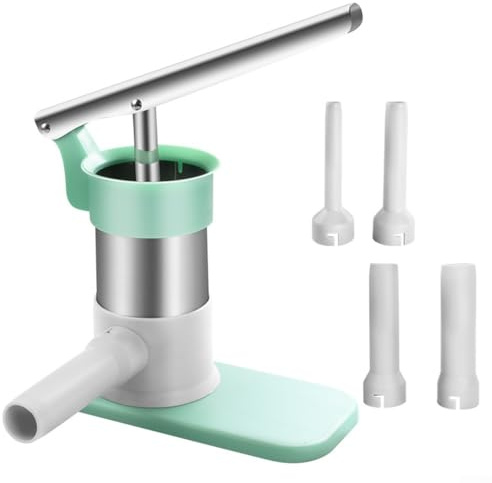 Máquina manual de acero inoxidable para hacer salchichas con 4 tubos de relleno de diferentes tamaños para el hogar, cocina, procesamiento de carne, fabricación de salchichas (B)