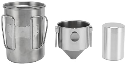 PODSJD Caffettiera Pour Over Acciaio Inox 1 Tazza con Filtro Riutilizzabile e Barattolo - Perfetta per Viaggi e Campeggio, Design Pieghevole Compatto e Facile da Pulire