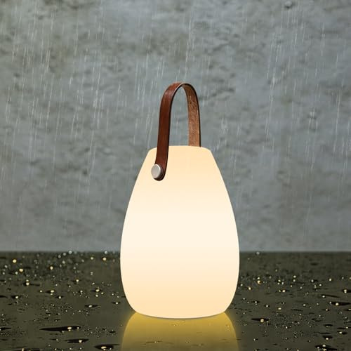 FUYO Portable Outdoor Table Lamp, Dimmable Rechargeable Night Lights w/Remote and 7 RGB Colors, IP44 Water-Resistant Hanging Camping Lantern for Patio, Tent, Bedroom, Garden, Emergency
