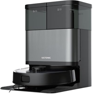 Ultenic MX50 Robot Aspirapolvere e Lavapavimenti, 20.000 Pa, Stazione All-in-One con Svuotamento Auto 90 Giorni, Navigazione Laser dToF, Lavaggio Moci a 65°C, Doppi Panni Estensibili e Sollevabili