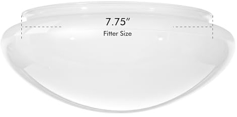 KOR Mushroom Glass Shade Replacement for Ceiling Light Fixtures, 8 Inch Fitter Glass Light Shade, White Interior, Smooth Curved Edge, Durable Glass Cover
