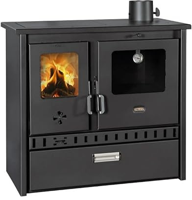 Prity 1P36D - Forno a legna con forno singolo, certificato CE, fornello da cucina compatto a combustibile solido