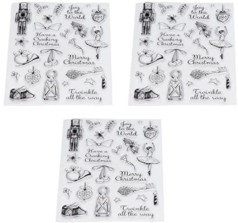 Qudinip Klara Stämplar Set med 3 Genomskinliga Julmönster för Gör-det-själv Hantverk, Scrapbooking, Korttillverkning och Presentdekoration