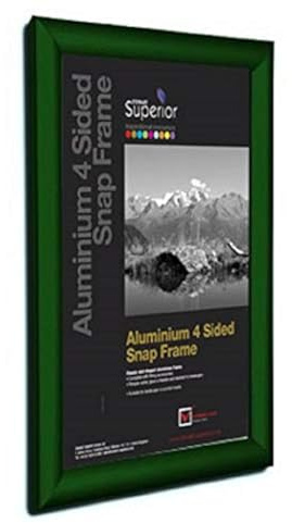 Stewart Superior A1 Aluminium 4 Sided 25mm Front Loading Picture/Poster Snap Frame - Green