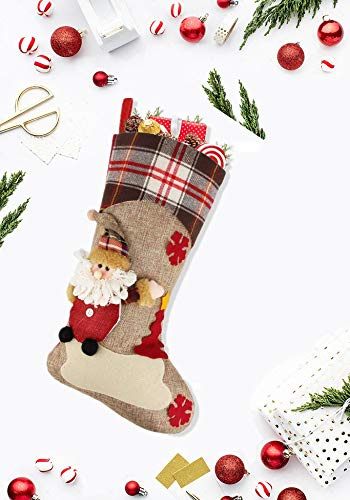 18 Classic Christmas Stockings, Big Size Christmas Stocking Snowman with for Party Decoration and Party Accessory(1 Pack-Santa Claus)