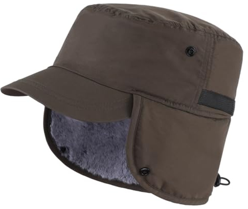 Magracy Cappello da baseball invernale da uomo per esterni con visiera, caldo, cappello con paraorecchie da cacciatore, cappello da caccia, Verde militare, Taglia unica