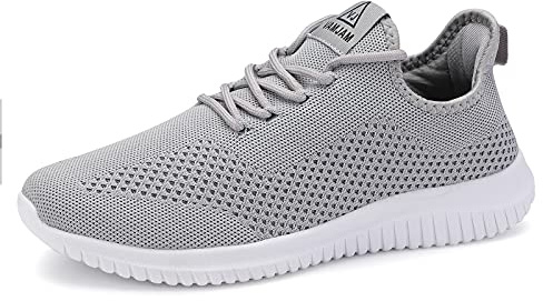 VAMJAM Zapatillas de correr para hombre, ultraligeras, transpirables, antideslizantes, atléticas, modernas, de malla, para entrenamiento, informales, deportivas, Gris claro 015, 44 EU