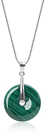 COAI Geschenkideen 925 Sterling Silber Glückskette Donut Anhänger aus Malachit
