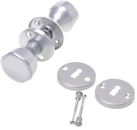 Aqbau® Türknopf Drehbar mit rosette BB Knopfdrücker Drehknauf zimmertür Türknauf Komplettes Set Türknöpfe inkl. Bolzen und Schrauben Türklinke Türgriffe Knauf (Silber)