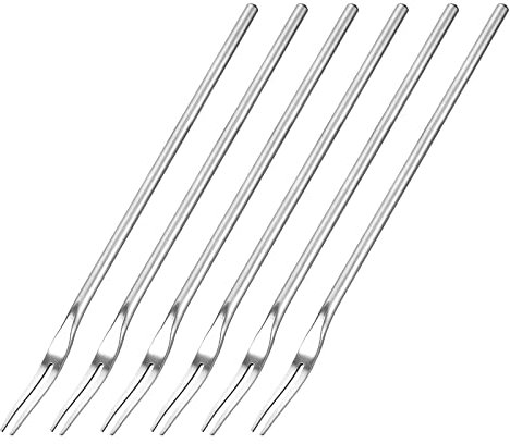 sourcing map 6-Piece Stainless Steel Fruit Forks, 8.66-Inch Salad Fruit Tasting Forks Dessert Cake Forks 2 Prong Tasting Appetizer Forks for Birthday Party Wedding Restaurant