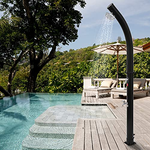 WANZHE Douche Solaire, Douche de Jardin Solaire avec 18 litres, pommeau de Douche réglable,température de l'eau réglable jusqu'à 60°, pour Piscine Plage Jardin(217 * 15.5 * 15.5cm, 18L, Noir)