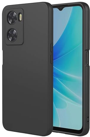 ILING Case for OPPO A57s / OPPO A57 4G, Simple Solid Color Back Soft Liquid Silicone Frosted TPU Bumper Shockproof Protective Ultra-thin Phone Case Cover (Black)