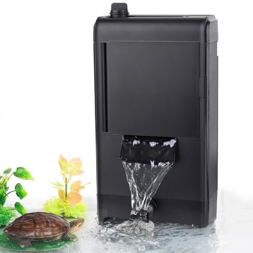 hygger Filtro a forma di tartaruga, per acquario, 680LPH, 8 W, flusso regolabile, filtro per serbatoio con sponge e sacchetti in carbonio per rane anfibiano rettili
