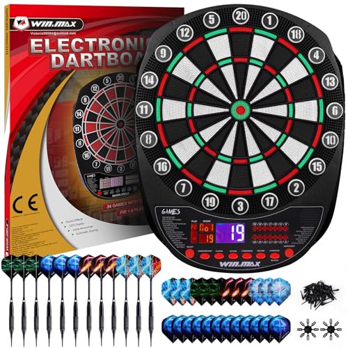 Elektronisk darttavla Profi set 34 spel med 354 varianter3 språk: tyska, engelska, franska för 1 till 8 spelare med 12 dart SP02-G-A